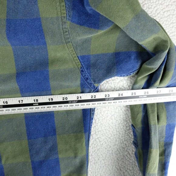 Ruff Hewn Shirt Mens Medium Green Blue Check Heavyweight Canvas Workwear Outdoor - Picture 7 of 8